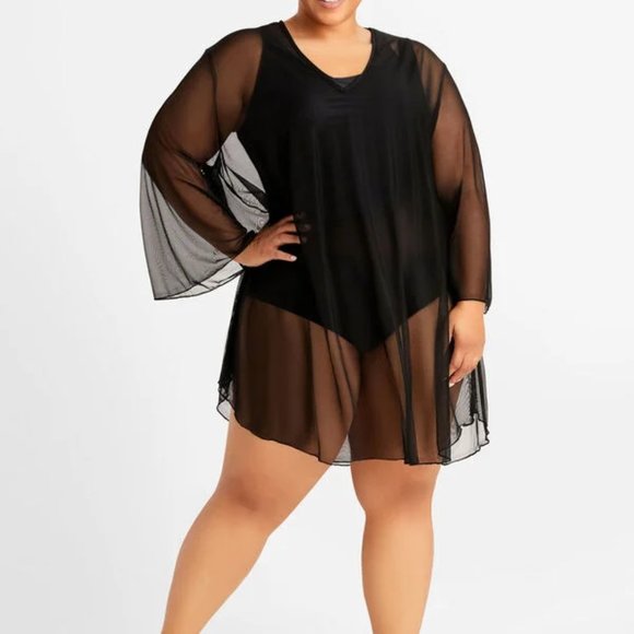 WEEKEND SPECIAL 🎈🎈  Mesh Flare Sleeve Swim Cover Up - Picture 1 of 2